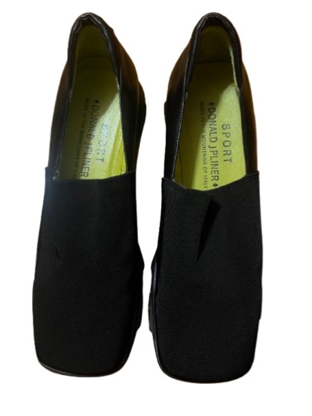 Donald J. Pliner Sport Black Slip-On Loafers Flats with Lime Green Insole Size 8
